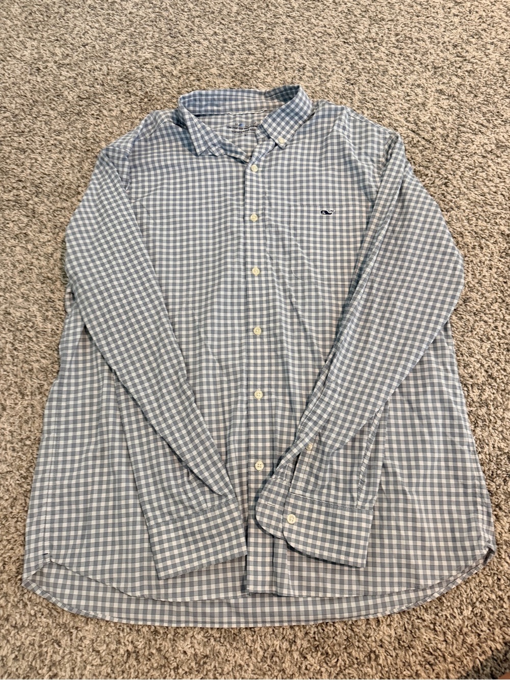 Vineyard Vines Blue and White Gingham Button-Down Shirt